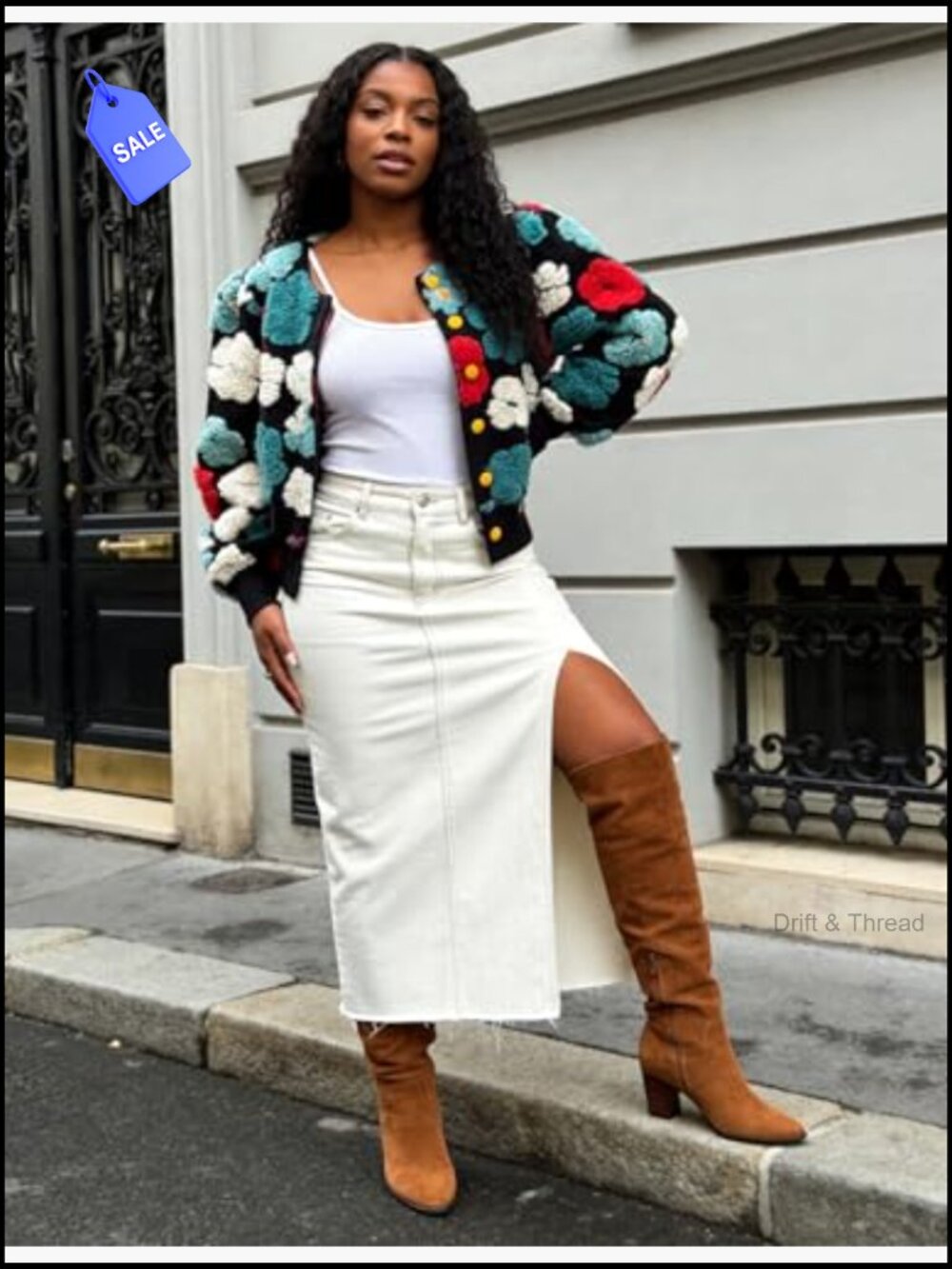Cropped Floral Print Bomber Jacket Warm Fleece Varsity Coat - Picture 2 of 7